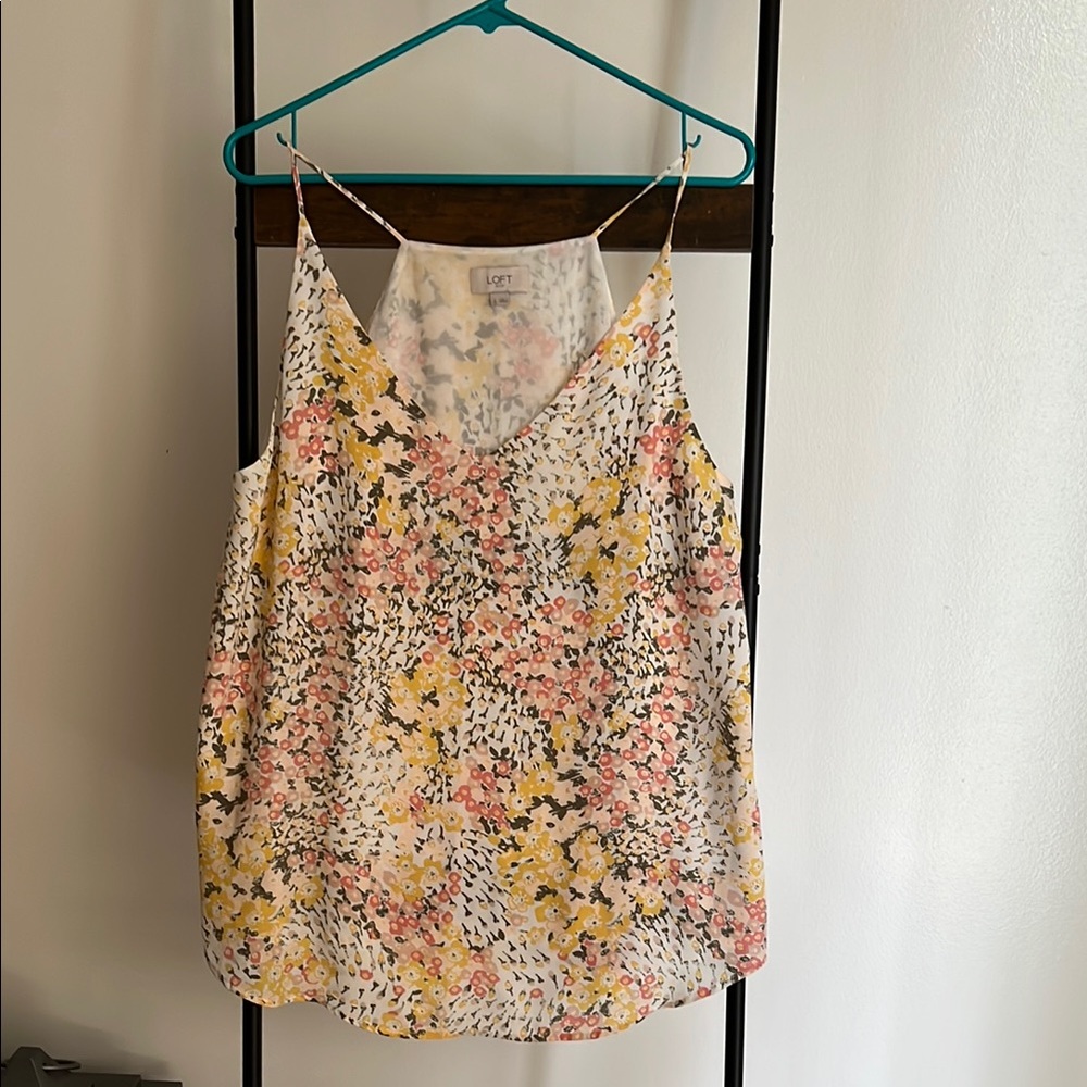 LOFT Cream and Pink Sleeveless Camisole Relaxed Fit